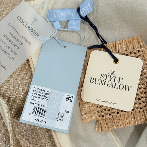 Antonio Melani X The Style Bungalow Manana Mini Raffia Dress NWT Natural $199 - Picture 11 of 16